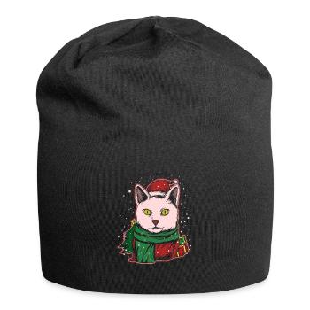 Moche pull de Noël Tshirt chat de Noël - Bonnet en jersey - noir - Devant