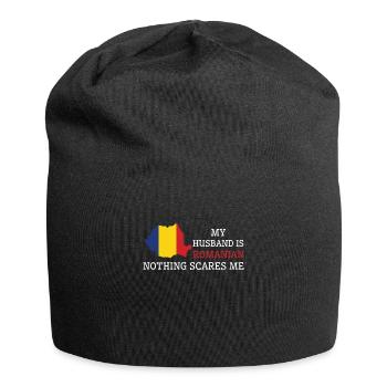 Nothing Scares Me Romanian Husband Romania - Jersey Beanie - black - Front