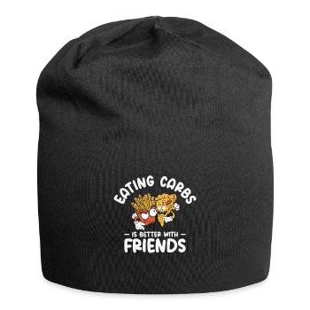 Kohlenhydrate Fast Food Freundschaft Foodie Essen - Jersey-Beanie - Schwarz - Vorne