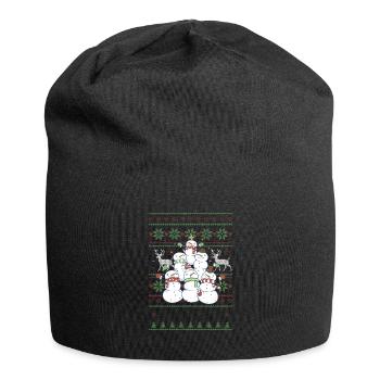 Schneemann Ugly Christmas - Jersey-Beanie - Schwarz - Vorne
