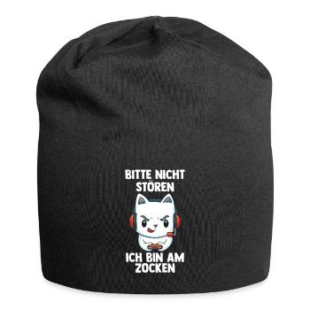Gaming Katze - Computer Spiele Videospiele - - Jersey-Beanie - Schwarz - Vorne