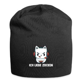 Ich Liebe Computer Zocken - Gaming Katze Computer - Jersey-Beanie - Schwarz - Vorne