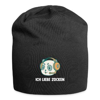 Ich Liebe Computer Zocken - Gaming Pandabär - Jersey-Beanie - Schwarz - Vorne
