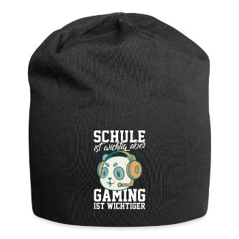 Gaming Pandabär - Computerspiele Videospiele - Jersey-Beanie - Schwarz - Vorne