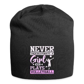 Never underestimate a girl who plays volleyball - Jersey-Beanie - Schwarz - Vorne