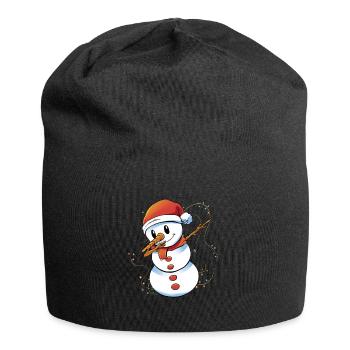 Dabbing Schneeman avec casquette Santa Elf Christmas - Bonnet en jersey - noir - Devant