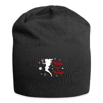 Vino Wein Weinfee Weißwein Rotwein - Jersey-Beanie - Schwarz - Vorne