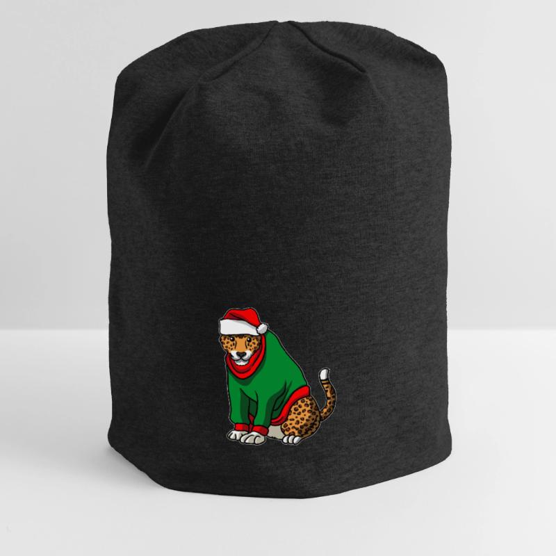Léopard avec pull de Noël Bonnet en jersey