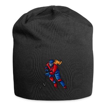 Eishockeyspielerin Eishockey Mädchen - Jersey-Beanie - Schwarz - Vorne
