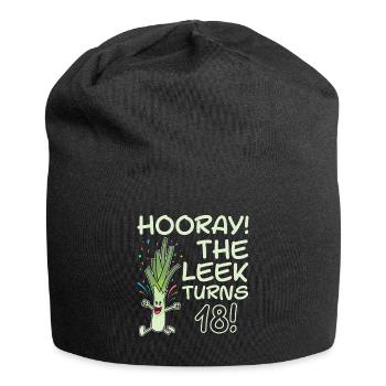 Hurray the leek turns 18 years 18th birthday - Jersey Beanie - black - Front