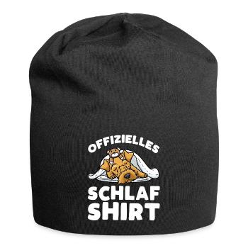 Welsh Terrier Hund Mit Kuscheltier Schlaf - Jersey-Beanie - Schwarz - Vorne