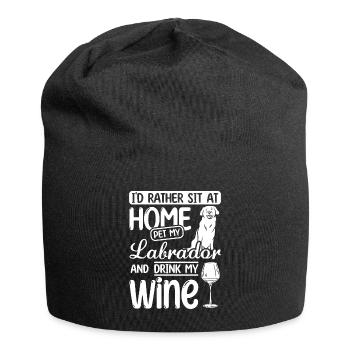 Wine and Labrador - Jersey Beanie - black - Front