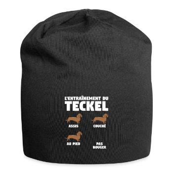 L'Entraînement Du Teckel Assis Couché Au Pied Pas - Bonnet en jersey - noir - Devant