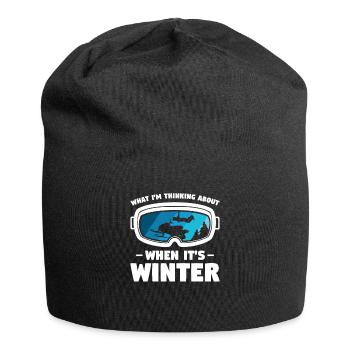 What I'm Thinking About When It's Winter - Jersey Beanie - black - Front