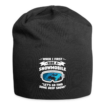 When I First Ride A Snowmobile Let's Go - Jersey Beanie - black - Front