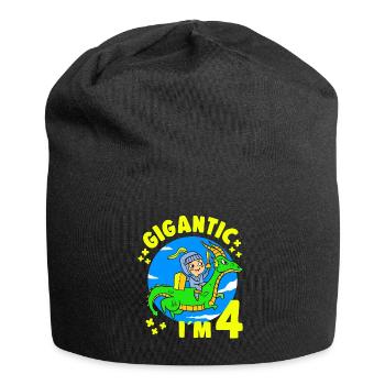 4 Years Old Birthday Knight Dragon 4th B-Day Party - Jersey Beanie - black - Front
