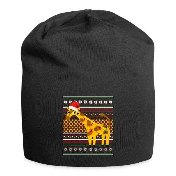 Vilain pull de Noël Weihnachten Girafe - Bonnet en jersey - noir - Devant