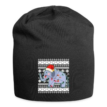 Pull de Noël moche éléphant de Noël - Bonnet en jersey - noir - Devant