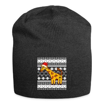 Vilain pull de Noël Weihnachten Girafe - Bonnet en jersey - charbon - Devant