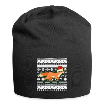 Pull de Noël moche Renard de Noël - Bonnet en jersey - noir - Devant