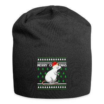 Moche pull de Noël Tshirt Souris de Noël - Bonnet en jersey - noir - Devant