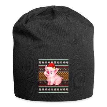 Ugly Christmas Sweater Tshirt Weihnachten Schwein - Jersey-Beanie - Schwarz - Vorne