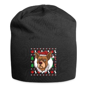 Ugly Christmas Sweater Tshirt Christmas Dog - Jersey Beanie - black - Front