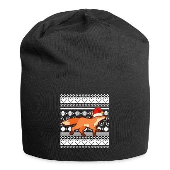 Ugly Christmas Sweater Tshirt Christmas Fox - Jersey Beanie - black - Front