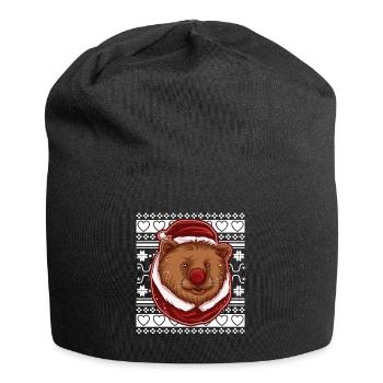 Moche pull de Noël Tshirt Ours de Noël - Bonnet en jersey - noir - Devant