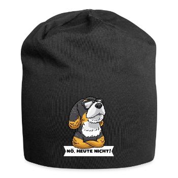 Bernedoodle Hund Stur Mit Sonnenbrille - Jersey-Beanie - Schwarz - Vorne