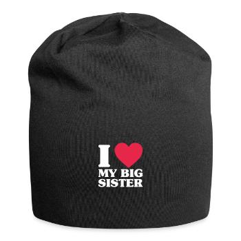 Große Schwester - Jersey-Beanie - Schwarz - Vorne