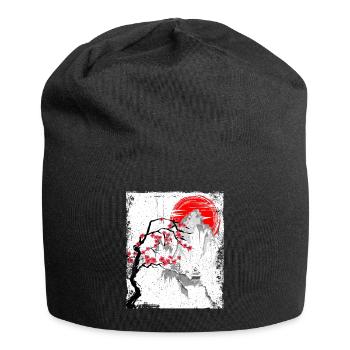 Haruno Japanese Cherry Blossom Illustration Japan - Jersey Beanie - black - Front