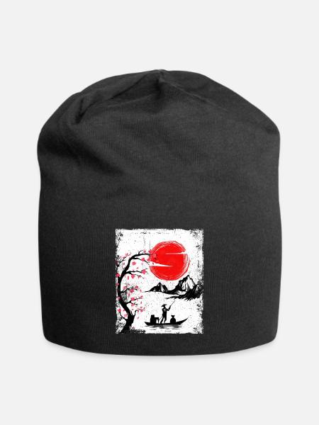 haruno japanische kirschblüten illustration japan - Jersey-Beanie - Schwarz
