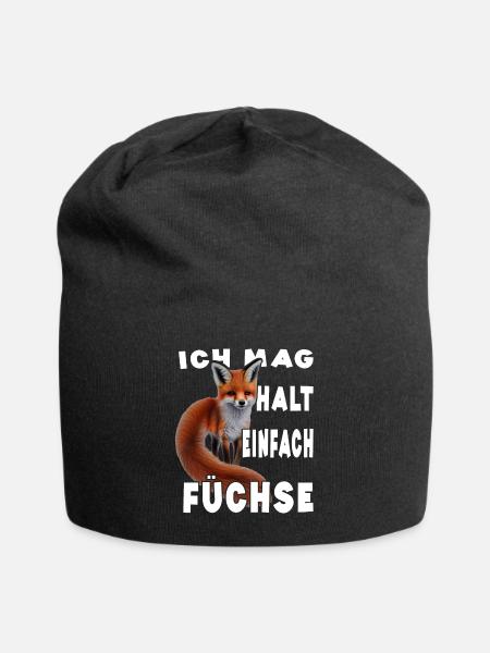 Ich mag halt einfach Füchse - Jersey-Beanie - Schwarz