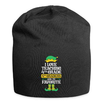 4th Grade Teacher Elf Christmas School Party I - Jersey Beanie - black - Front
