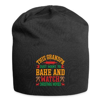 Christmas baking with grandpa grandfather - Jersey Beanie - black - Front