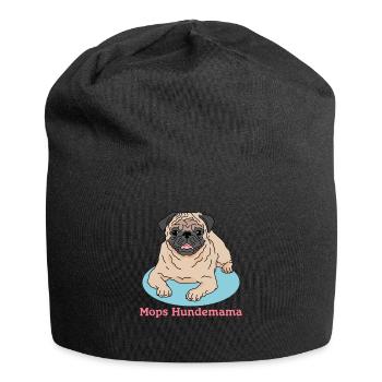 Pug Dog Mama Dog Owner Dogs Gift - Jersey Beanie - black - Front