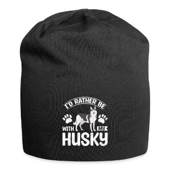 I'd rather be with my siberian husky - Jersey Beanie - black - Front
