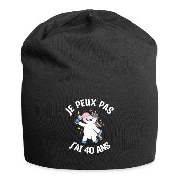 Je Peux Pas J'ai 40 Ans Licorne Anniversaire - Bonnet en jersey - noir - Devant