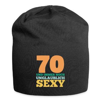 Siebzig 70 Jahre Siebzigster Geburtstag - Jersey-Beanie - Schwarz - Vorne
