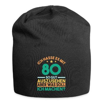 Achtzig Achtzigster 80 Jahre Geburtstag - Jersey-Beanie - Schwarz - Vorne
