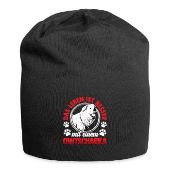 Leben mit Owtscharka Kaukasischer Owtscharka - Jersey-Beanie - Schwarz - Vorne