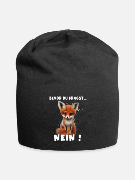Bevor du fragst nein Fuchs - Jersey-Beanie - Schwarz