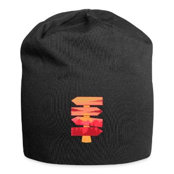 Hiking Destination Sign Board Scenery - Jersey Beanie - black - Front