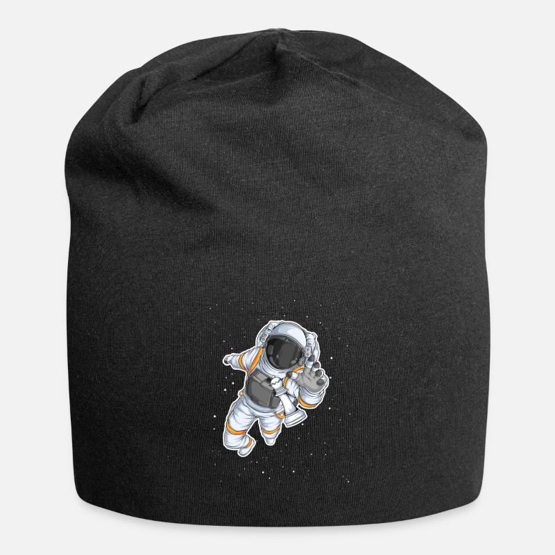 Astronaut Weltraum Schach Figur Dame Nerd - Jersey-Beanie - Schwarz