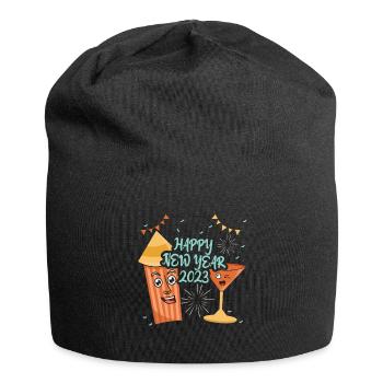 Wine Crackers 2023 New Year Hello 2023 New Year - Jersey Beanie - black - Front
