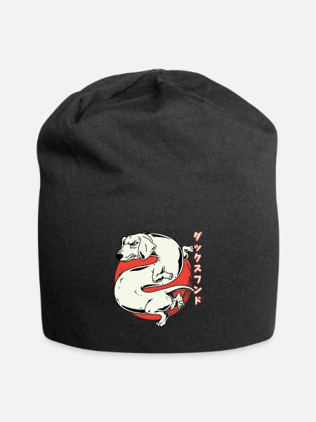 Japanese Dachshund Dragon Dog Fun Dachshund - Jersey Beanie - black