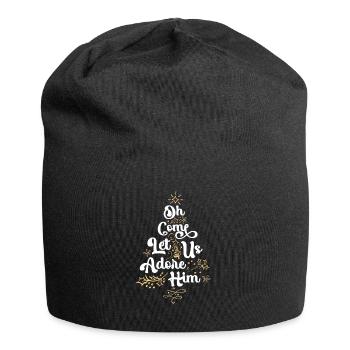 Oh komm, lass uns Ihn anbeten Religiöser Jesus - Jersey-Beanie - Schwarz - Vorne