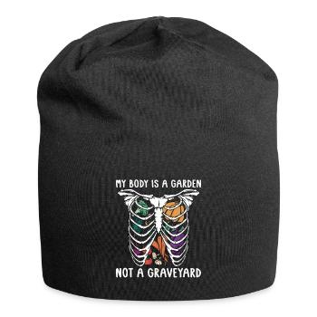 Vegan Diet My Body Is A Garden Vegetarian Meatless - Jersey Beanie - black - Front