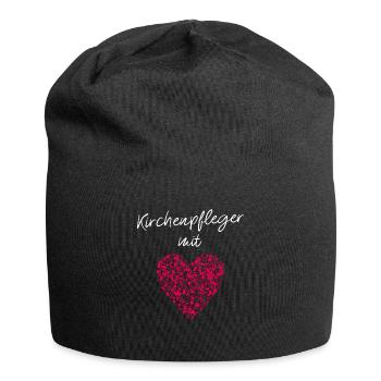 Kirchenpfleger mit Herz Katholisch Kirche Ehrenamt - Jersey-Beanie - Schwarz - Vorne